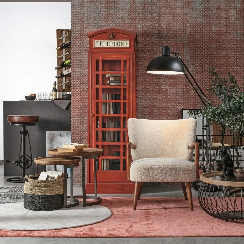 Casa Padrino Landhausstil Bücherschrank Telefonzelle Antik Rot 55 x 51,5 x H. 180 cm - Telefonzellen Regalschrank im englischen Stil - Wohnzimmer Möbel im Landhausstil - Landhausstil Möbel