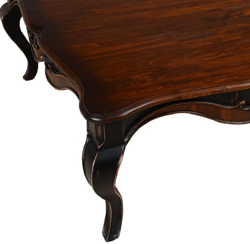 Casa Padrino Luxus Barock Couchtisch Braun / Antik Schwarz 110 x 110 x H. 45 cm - Prunkvoller Wohnzimmertisch im Barockstil - Barockstil Wohnzimmer Möbel - Barock Einrichtung - Barock Möbel