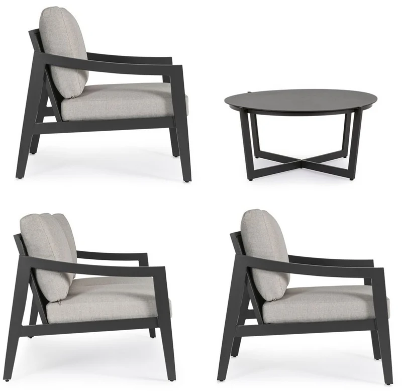 Casa Padrino Luxus Gartenmöbel Set Grau / Anthrazit - 1 Luxus Gartensofa & 2 Luxus Gartensessel & 1 Luxus Gartentisch - Garten Möbel - Hotel Möbel - Pool Möbel - Outdoor Möbel - Luxus Möbel
