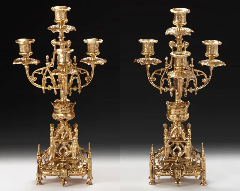 Casa Padrino Luxus Barock Kerzenhalter Set Gold Ø 21 x H. 41 cm - Handgefertigte Barockstil Bronze Kerzenständer - Barock Deko Accessoires - Barock Interior - Barock Möbel - Edel & Prunkvoll
