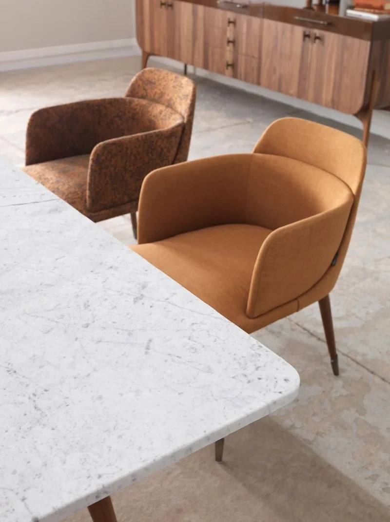 Casa Padrino Luxus Esstisch Weiß / Braun 240 x 100 x H. 75 cm - Rechteckiger Esszimmertisch mit Marmorplatte - Esszimmer Möbel - Luxus Möbel - Luxus Esszimmer Einrichtung