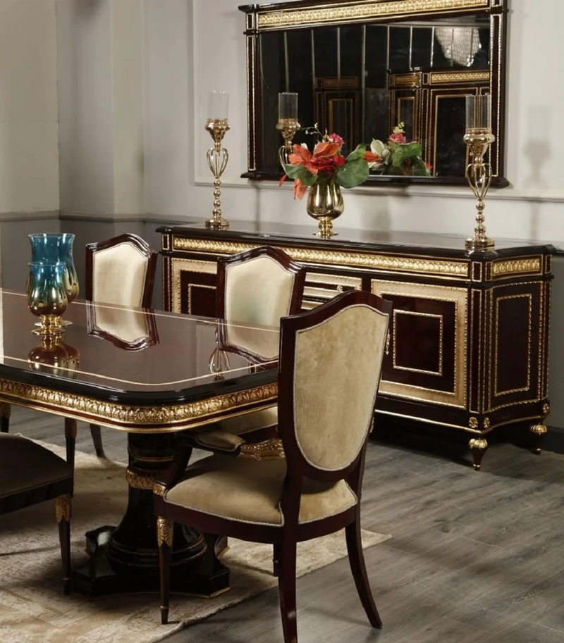 Casa Padrino Luxus Barock Esszimmer Stuhl Gold / Dunkelbraun / Gold - Luxus Esszimmer Möbel im Barockstil - Prunkvolle Barock Möbel - Barock Interior