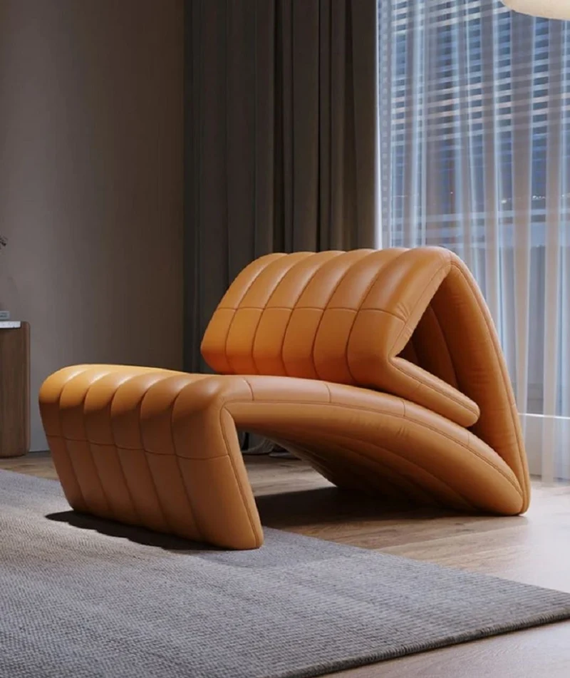 Casa Padrino Luxus Designer Leder Sessel Braun 75 x 135 x H. 80 cm - Echtleder Wohnzimmer Sessel - Hotel Sessel - Wohnzimmer Möbel - Hotel Möbel - Luxus Qualität - Made in Italy