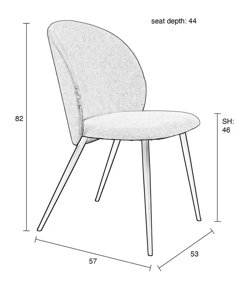 Esszimmerstuhl Cozy im 2er-Set, Beige mit Stahlgestell von Zuiver