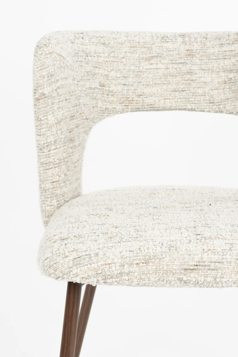 Esszimmerstuhl Chelsea im 2er-Set, Beige mit Bogenlehne aus Metall