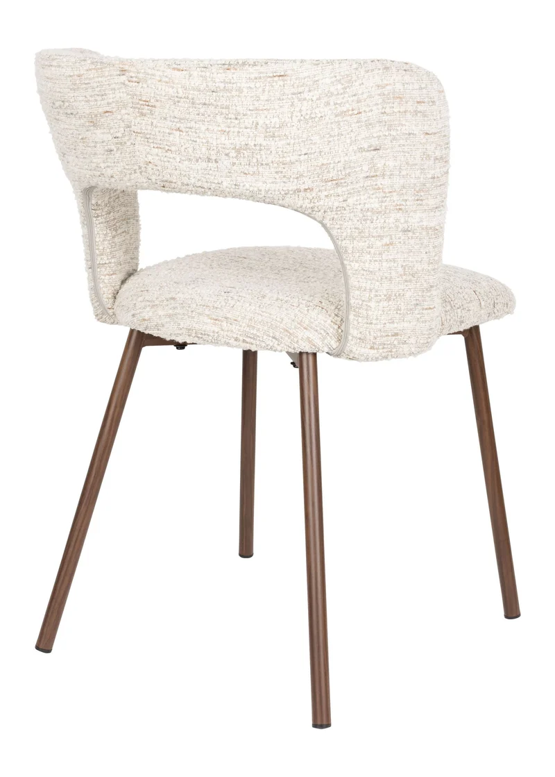 Esszimmerstuhl Chelsea im 2er-Set, Beige mit Bogenlehne aus Metall