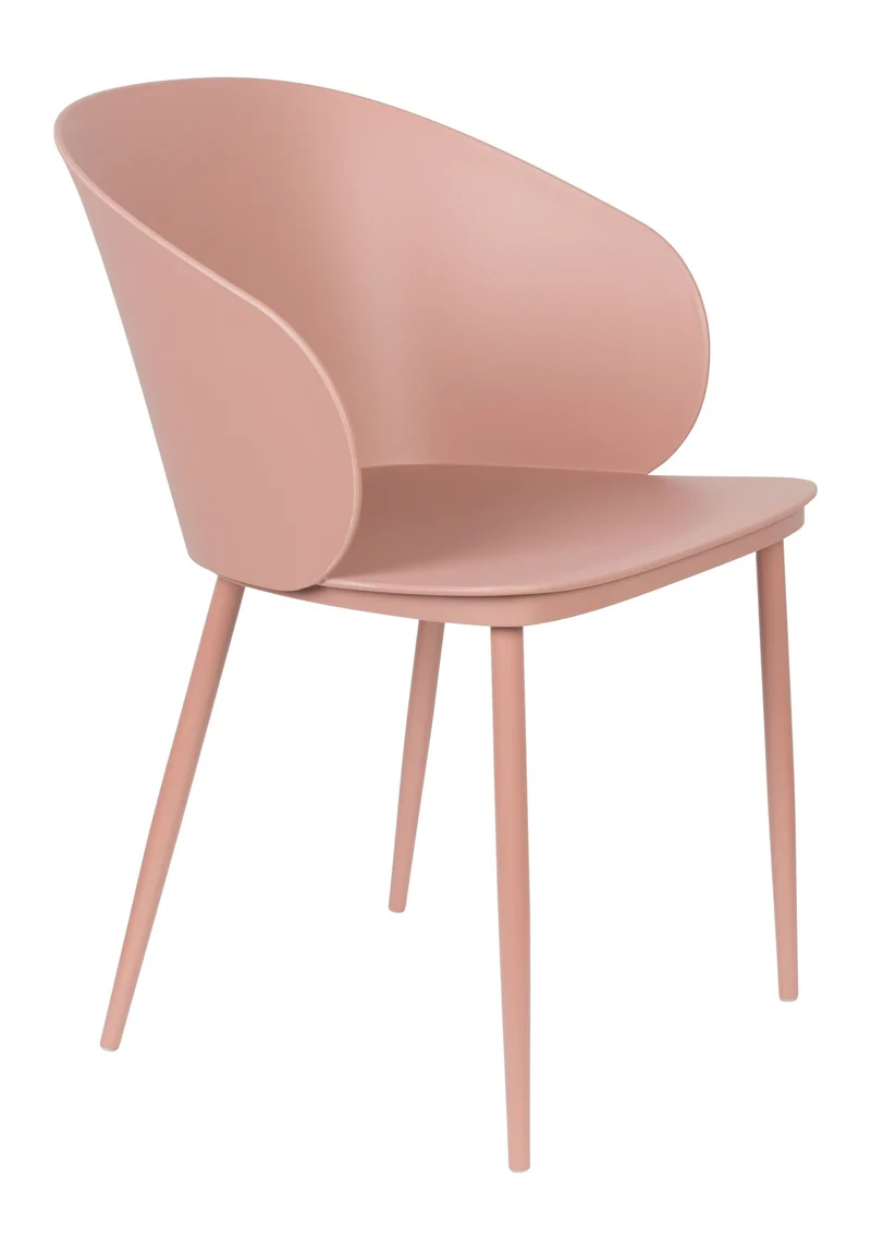 Esszimmerstuhl Gigi im 2er-Set, Rosa mit Kunststoffschale