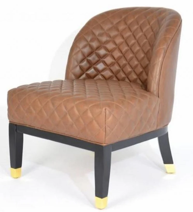 Casa Padrino Luxus Leder Sessel Braun / Schwarz / Gold 62 x 73 x H. 79 cm - Wohnzimmermöbel - Echtleder Möbel