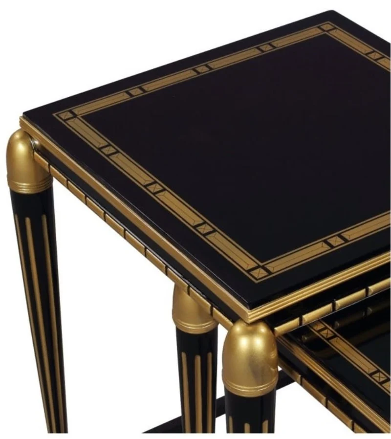 Casa Padrino Luxus Wohnzimmer Beistelltisch Set Schwarz / Gold 45 x 45 x H. 54 cm - Luxus Möbel
