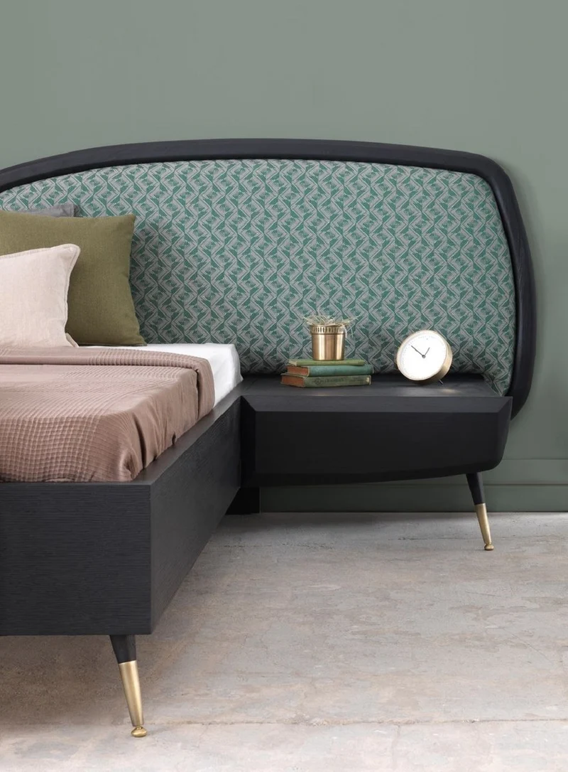 Casa Padrino Luxus Schlafzimmer Set Grün / Schwarz / Antik Messing - 1 Doppelbett mit Kopfteil & 2 Nachtkommoden - Luxus Schlafzimmer Möbel - Luxus Schlafzimmer Einrichtung