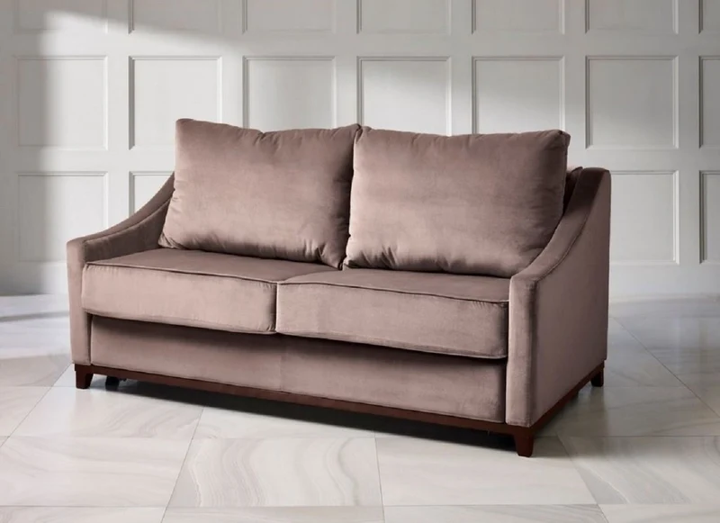 Casa Padrino Luxus Neoklassik Sofa Altrosa / Dunkelbraun Hochglanz 179 x 101 x H. 97 cm - Wohnzimmer Sofa mit Schlaffunktion - Wohnzimmer Möbel - Luxus Möbel - Neoklassik Möbel
