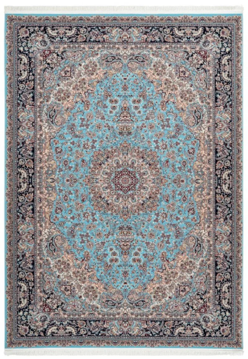 Casa Padrino Luxus Kunstfaser Teppich mit Fransen Mehrfarbig - Verschiedene Größen - Rechteckiger Wohnzimmer Teppich im Orientalischen Stil