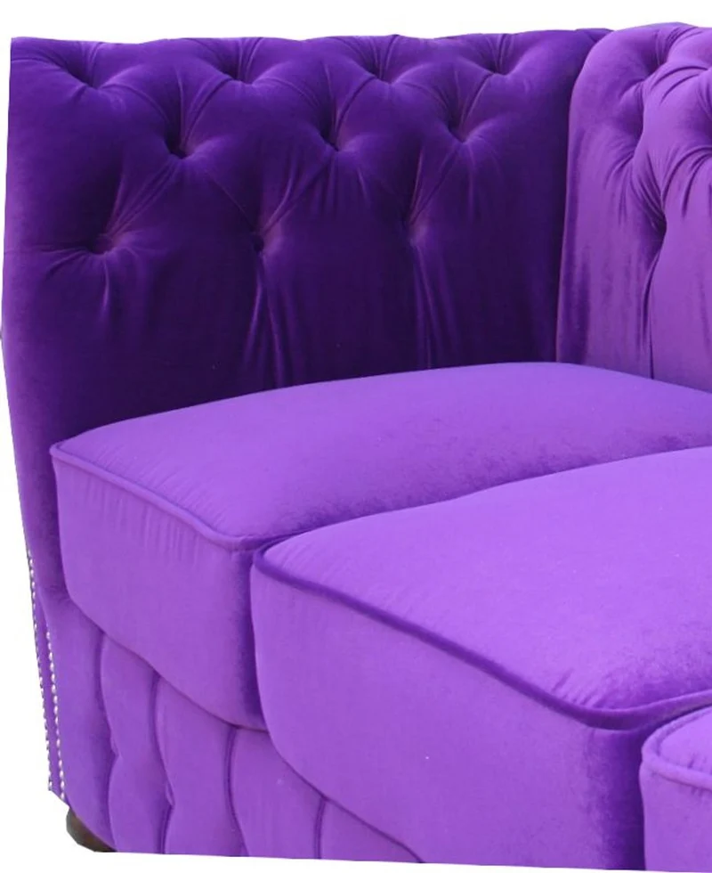 Casa Padrino Chesterfield 3er Sofa in Lila 200 x 90 x H. 78 cm - Luxus Qualität