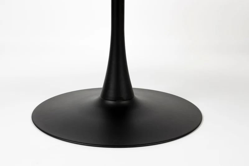 Esstisch Maru rund in Schwarz mit Metallgestell und Marmoroptik-Platte