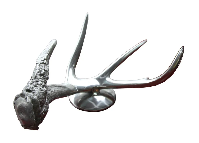 Casa Padrino Luxus Deko Horn aus Aluminium vernickelt - Silber - Länge 37 cm