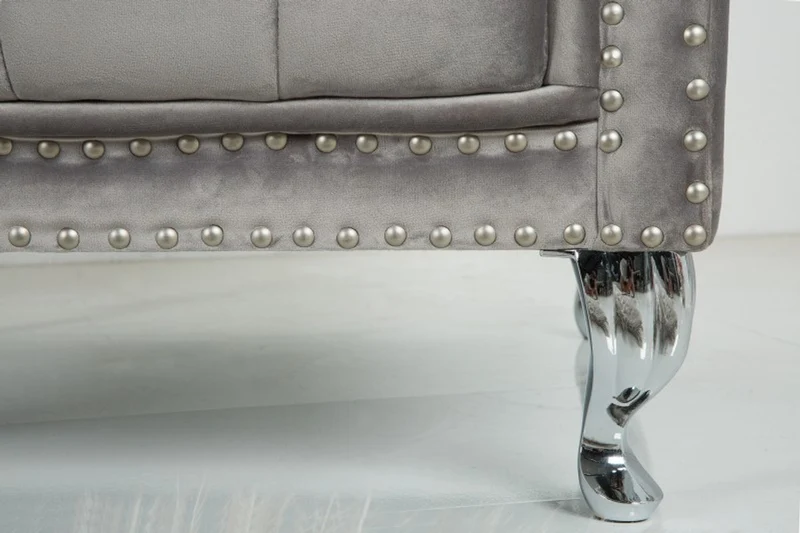Casa Padrino Chesterfield High Back Sessel Silbergrau - Thron König Hochlehn Sessel - Modern Barock Hochlehner