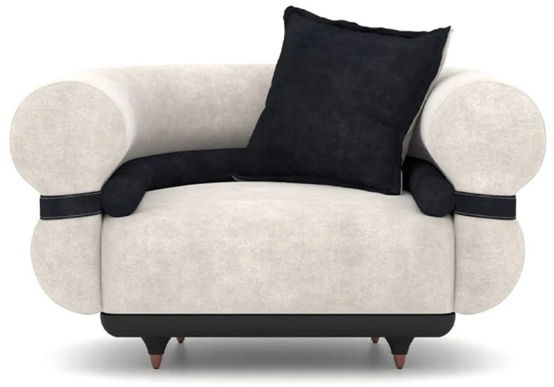 Casa Padrino Luxus Sessel Grau / Blau / Schwarz / Kupfer 110 x 88 x H. 65 cm - Wohnzimmer Sessel - Hotel Sessel - Wohnzimmer Möbel - Hotel Möbel - Luxus Möbel - Luxus Einrichtung