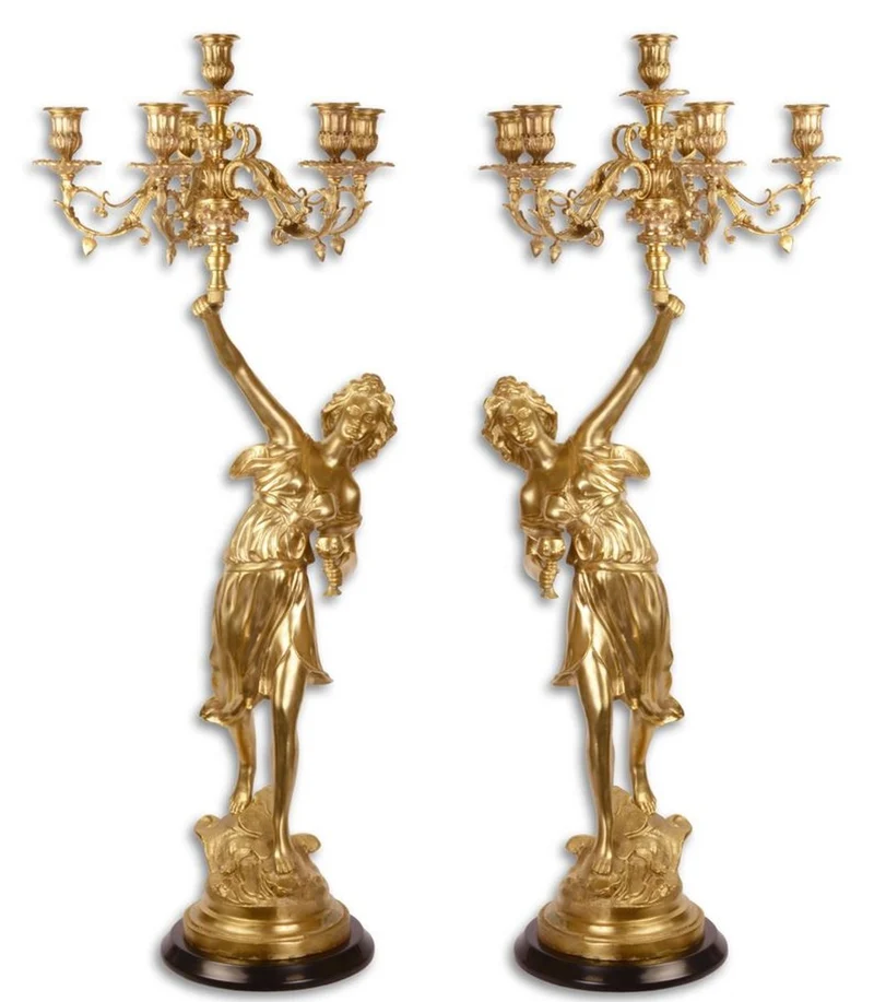 Casa Padrino Barock Kerzenständer Set Gold 32,5 x 32,5 x H. 87 cm - Hotel & Restaurant Deko