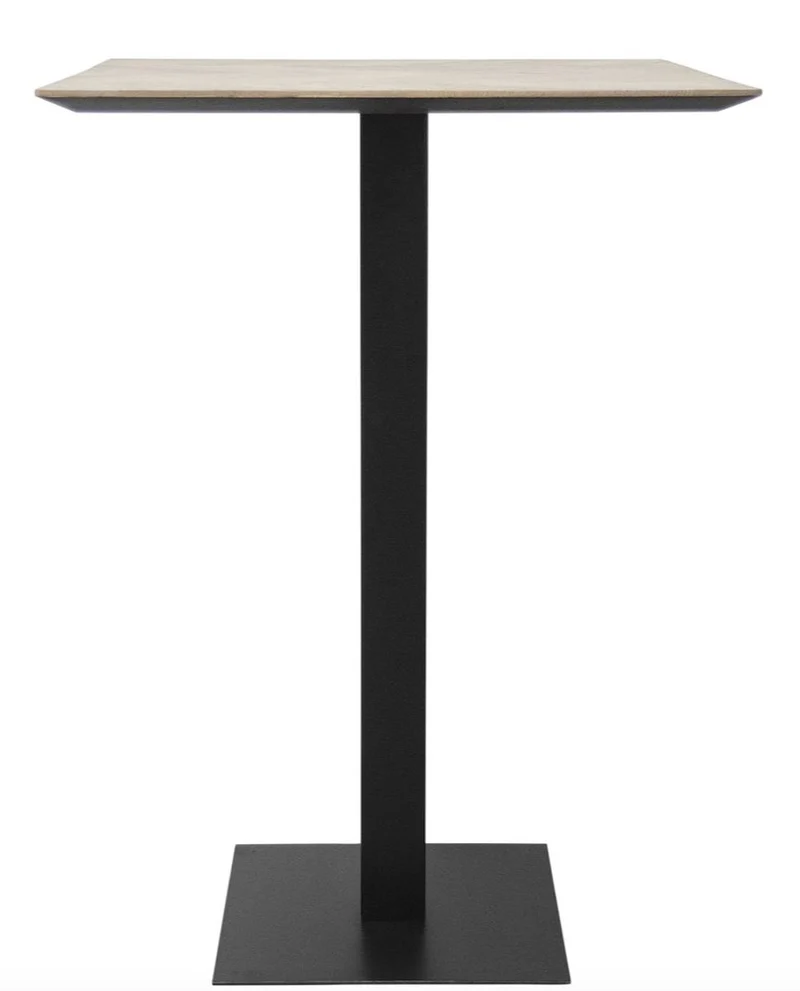 Casa Padrino Luxus Bartisch aus Eichenholz und Stahl, Naturfarben / Schwarz, 70 x 70 x H. 101 cm