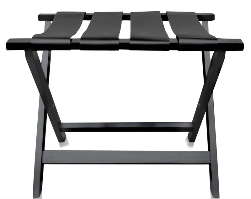 Casa Padrino Luxus Kofferständer Gepäckablage aus Buchenholz und Kunstleder in Schwarz 70 x 50 x H. 59 cm