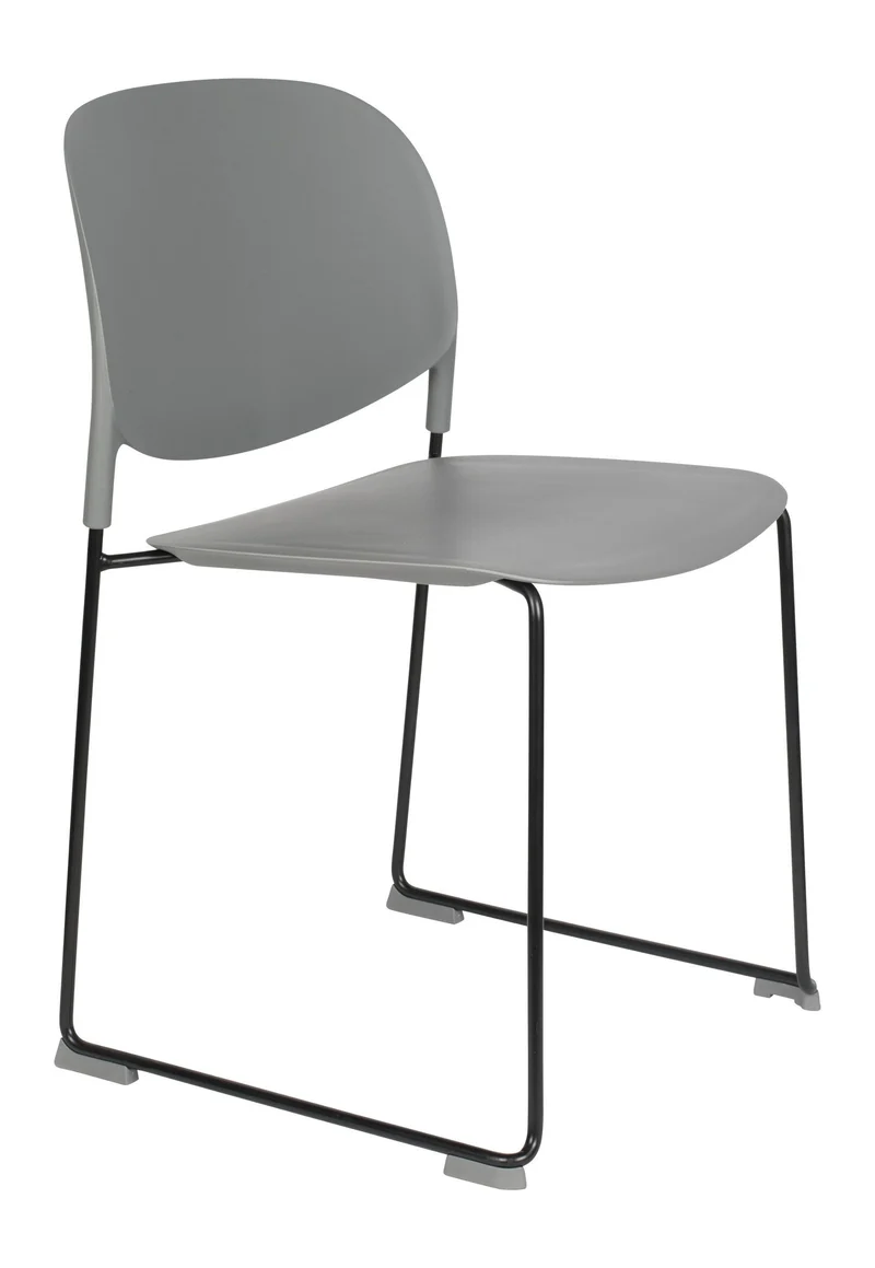 Esszimmerstuhl Stacks im 4er-Set, Grau, stapelbar aus Kunststoff