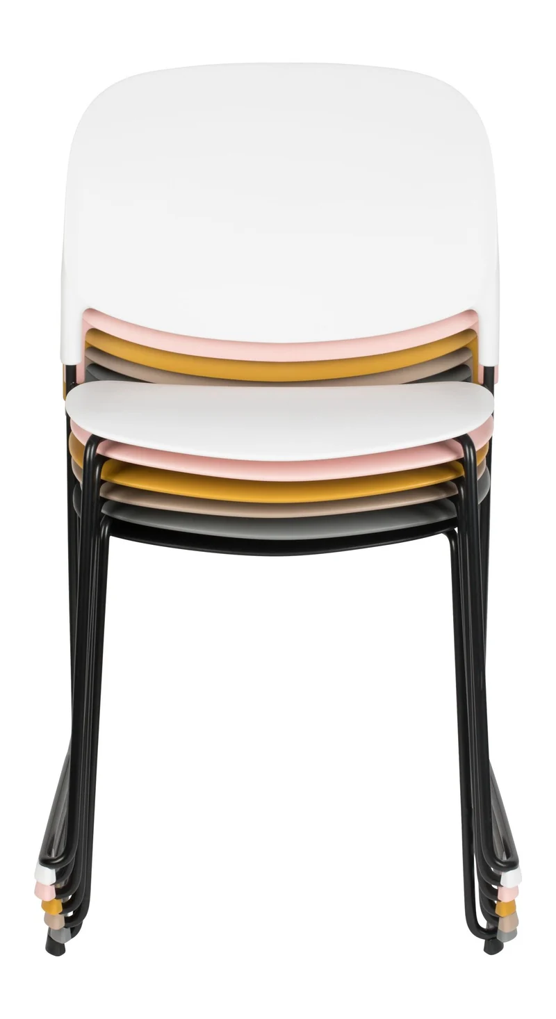 Esszimmerstuhl Stacks im 4er-Set, Grau, stapelbar aus Kunststoff