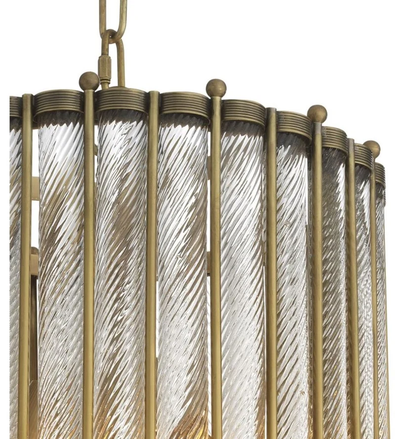 Casa Padrino Laterne / Hängeleuchte in antik messing 35 x H. 53 cm - Luxus Hotel Möbel