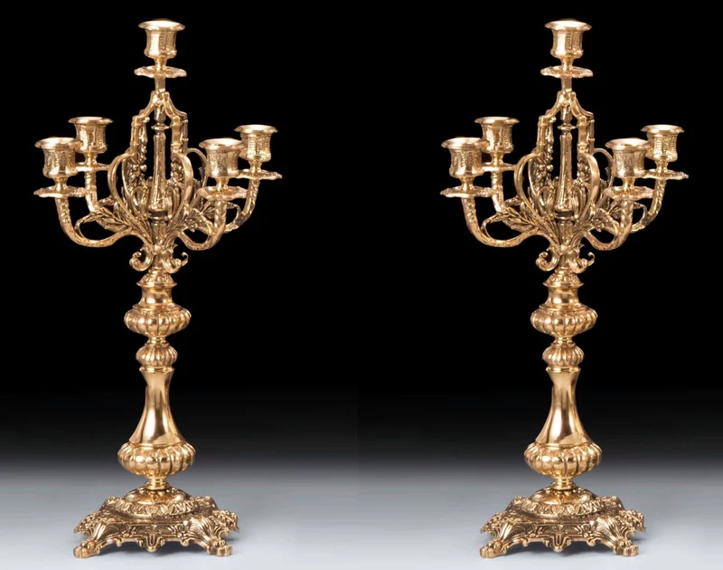 Casa Padrino Luxus Barock Kerzenhalter Set Gold Ø 25 x H. 48 cm - Handgefertigte Barockstil Bronze Kerzenständer - Barock Deko Accessoires - Barock Interior - Barock Möbel - Edel & Prunkvoll