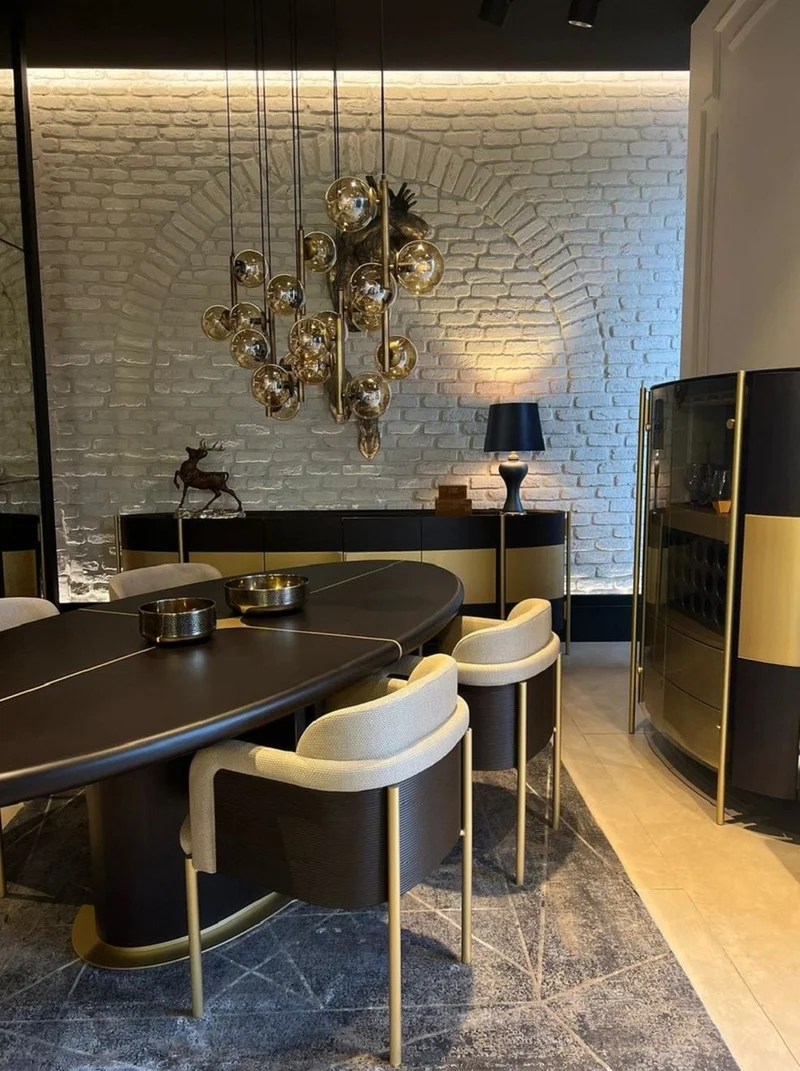 Casa Padrino Luxus Barschrank Dunkelbraun / Messing 128 x 47 x H. 150 cm - Beleuchteter Massivholz Weinschrank mit 4 Türen - Wohnzimmer Möbel - Bar Möbel - Hotel Möbel - Luxus Kollektion