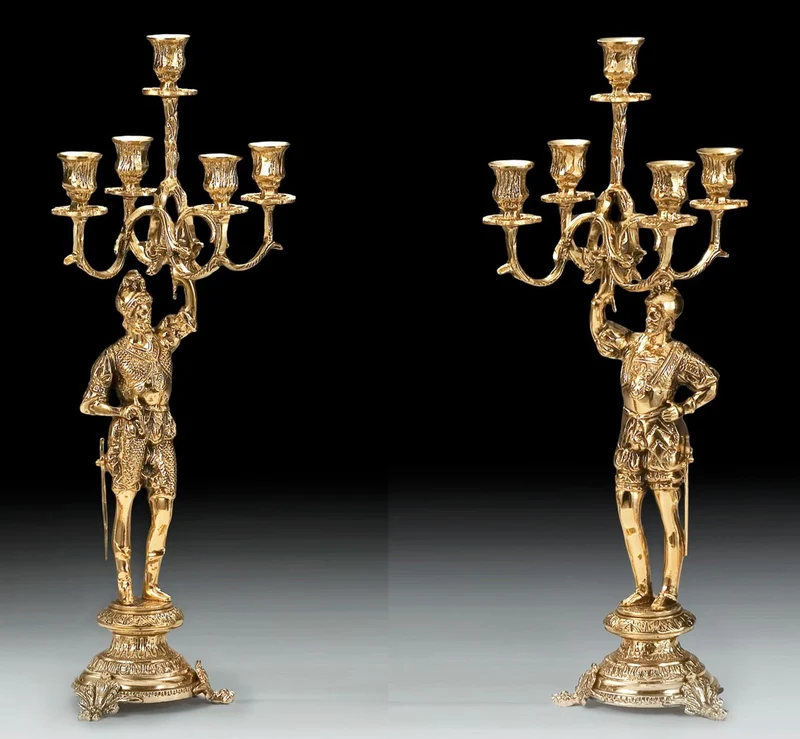Casa Padrino Luxus Barock Kerzenhalter Set Gold Ø 24 x H. 58 cm - Handgefertigte Barockstil Bronze Kerzenständer - Barock Deko Accessoires - Barock Interior - Barock Möbel - Edel & Prunkvoll