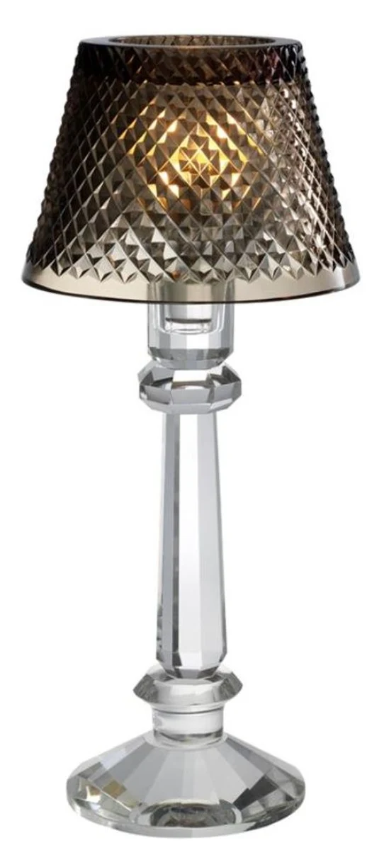 Casa Padrino Glas Teelichthalter-Lampenschirm Braun Ø 15 x H. 12,5 cm - Luxus Accessoires