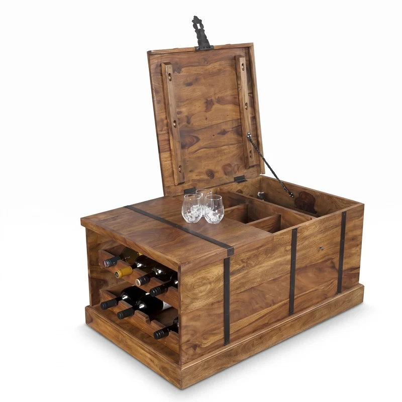 Casa Padrino Designer Massivholz Couchtisch Natur 100 x H. 40 cm - Hausbar - Salon Wohnzimmer Tisch - Unikat