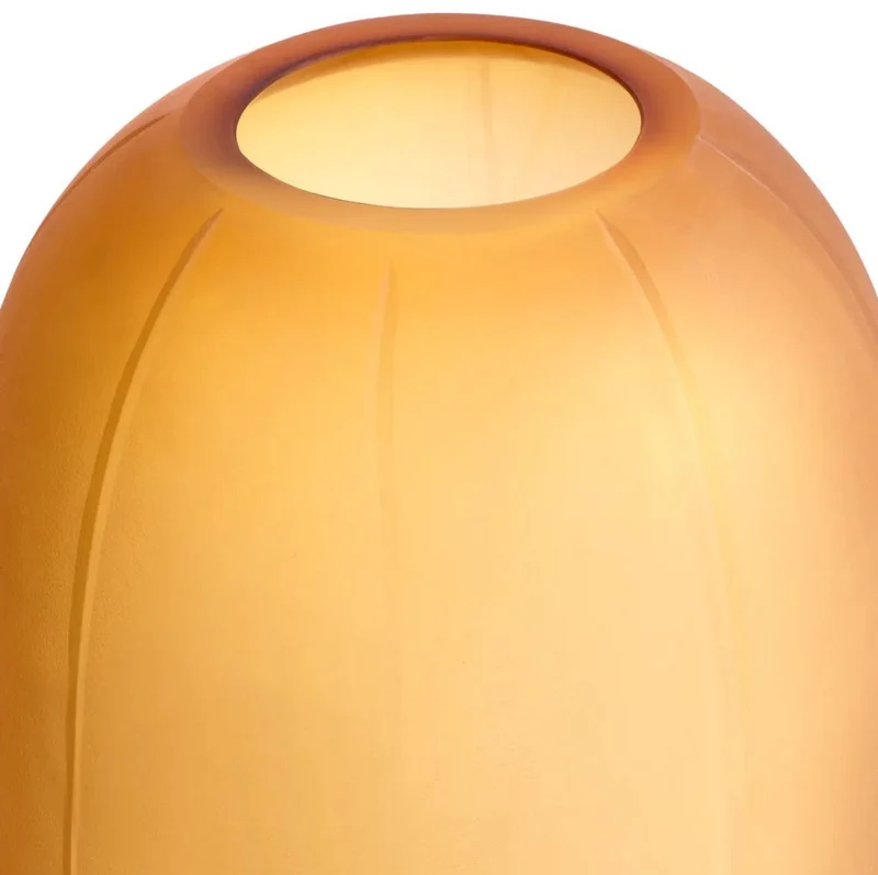 Casa Padrino Luxus Glas Vase Bernstein Ø 22 x H. 65 cm - Mundgeblasene Blumenvase - Runde Deko Blumenvase - Deko Accessoires - Deko Glas Vasen - Luxus Accessoires