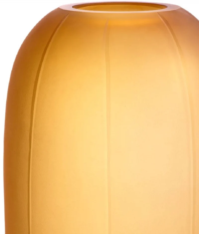 Casa Padrino Luxus Glas Vase Bernstein Ø 22 x H. 65 cm - Mundgeblasene Blumenvase - Runde Deko Blumenvase - Deko Accessoires - Deko Glas Vasen - Luxus Accessoires