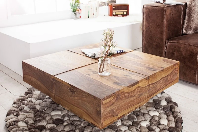 Casa Padrino Designer Massivholz Couchtisch Natur 80 x 30 cm - Salon Wohnzimmer Tisch