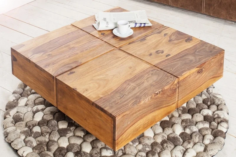 Casa Padrino Designer Massivholz Couchtisch Natur 80 x 30 cm - Salon Wohnzimmer Tisch