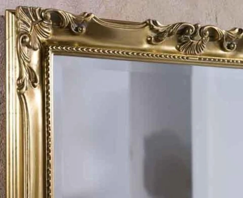 Casa Padrino Luxus Barock Wandspiegel Gold 92 x 5,5 x H. 72 cm - Rechteckiger Massivholz Spiegel im Barockstil - Luxus Qualität - Made in Italy