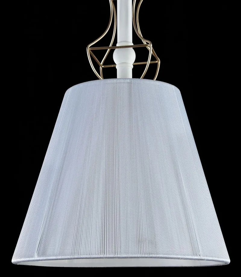 Casa Padrino Barockstil Hängeleuchte mit dekorativer Golddraht Umrahmung, Weiß, Durchmesser 18 cm, Höhe 28 cm