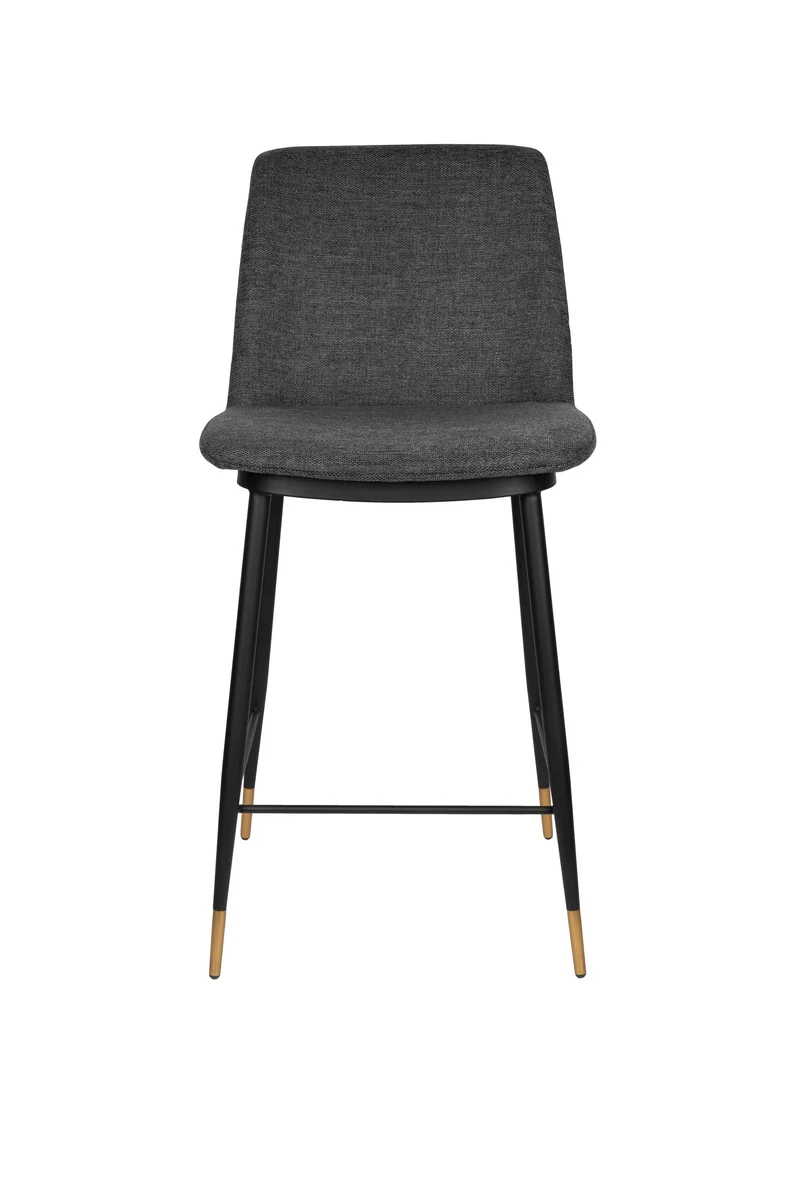 Barhocker Lionel im 2er-Set, Dunkelgrau mit Stoff und Metallgestell