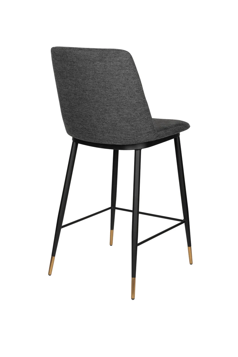 Barhocker Lionel im 2er-Set, Dunkelgrau mit Stoff und Metallgestell