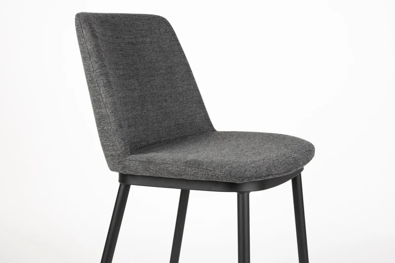 Barhocker Lionel im 2er-Set, Dunkelgrau mit Stoff und Metallgestell
