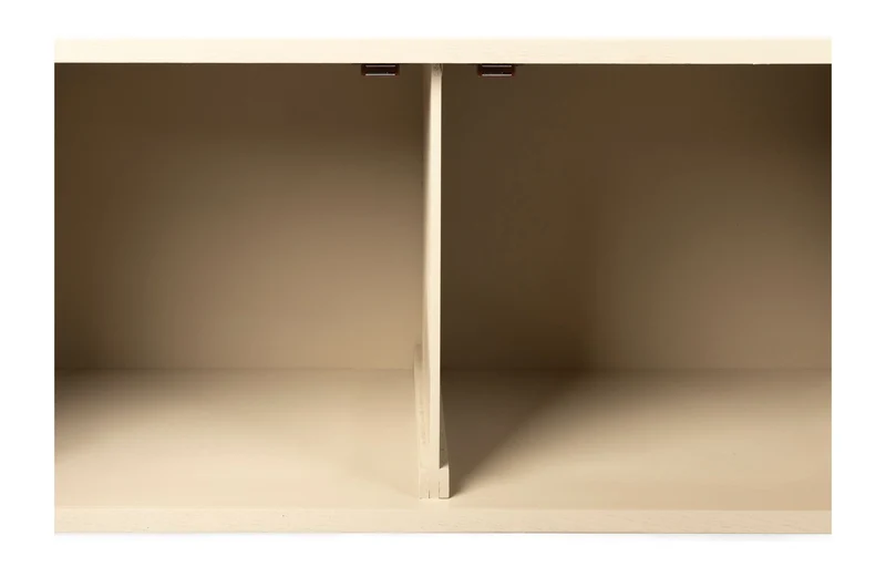 Sideboard Amaya im Japandi-Stil, Beige mit Rattantüren und Schubladen