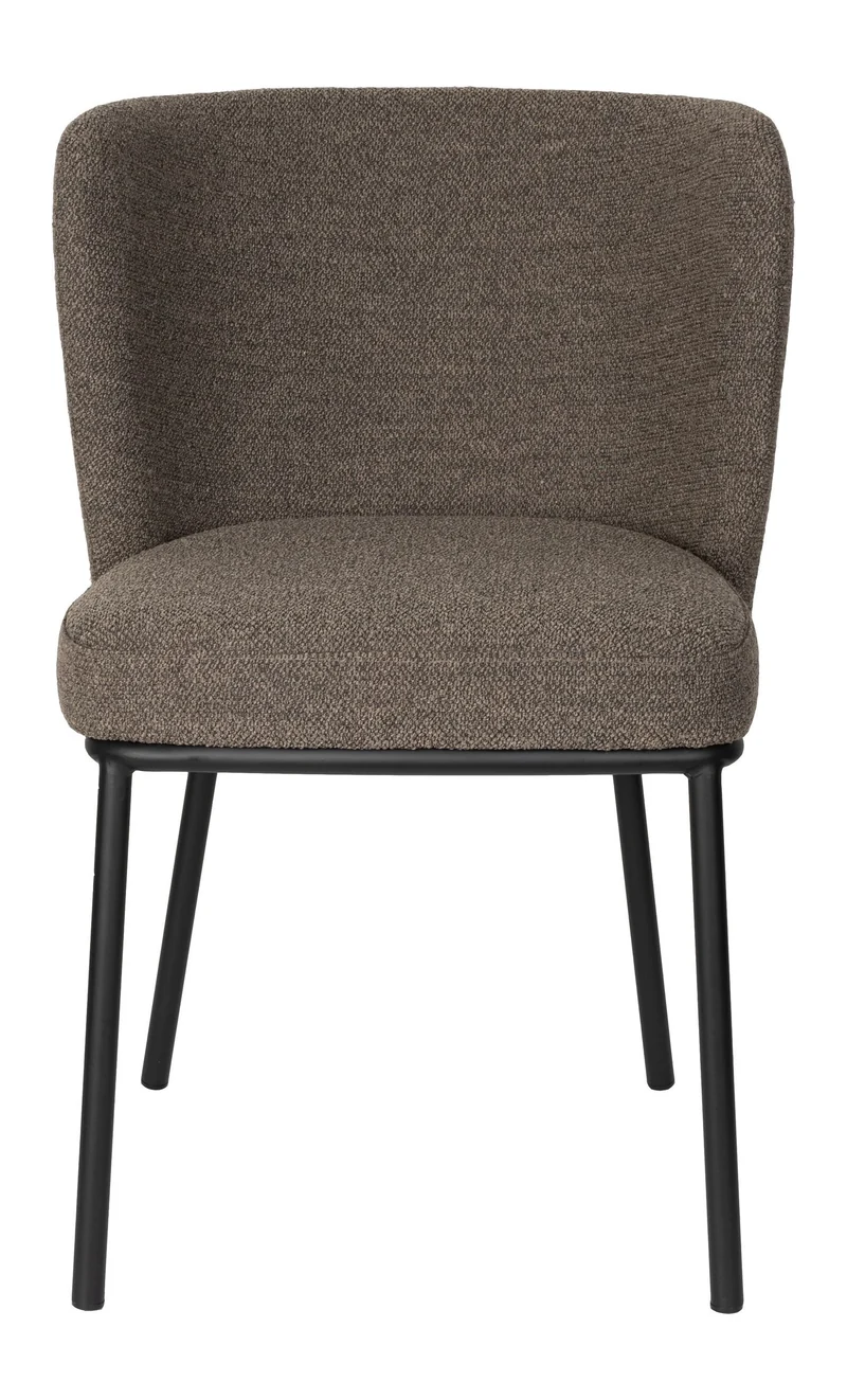 Esszimmerstuhl Guus im 2er-Set, Braun mit Bouclé und Metallgestell