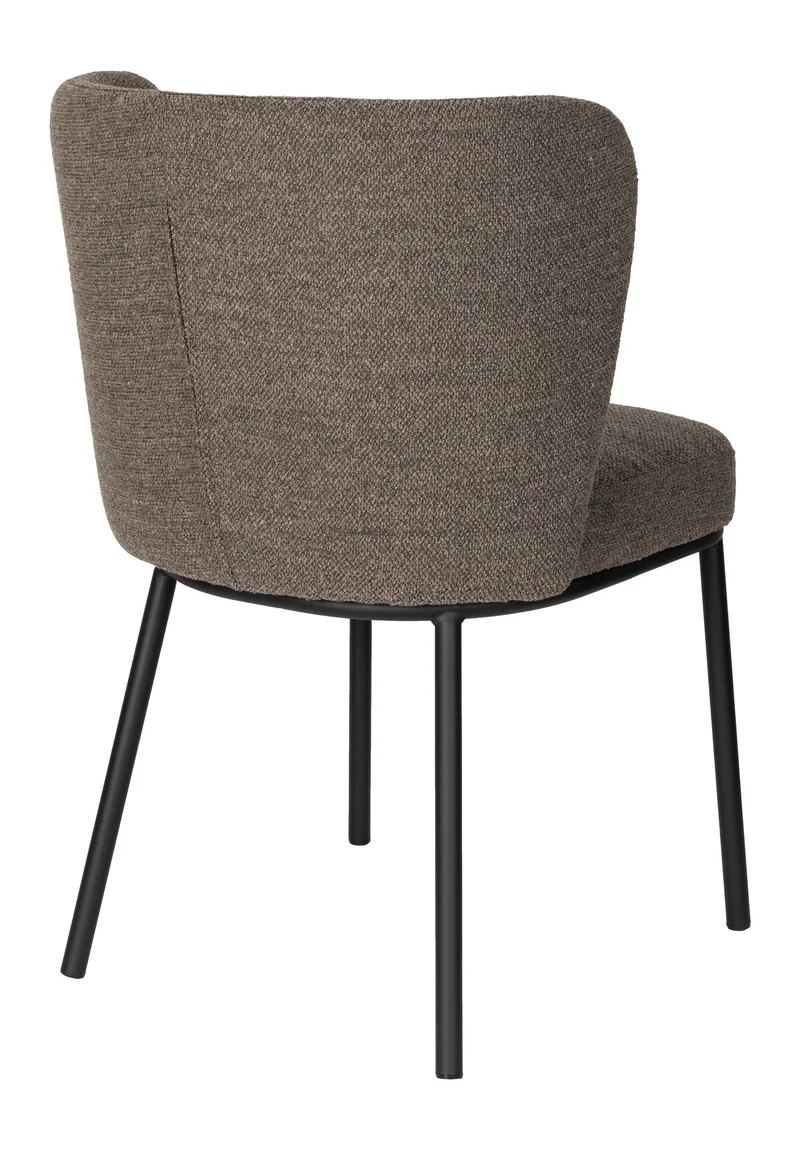 Esszimmerstuhl Guus im 2er-Set, Braun mit Bouclé und Metallgestell