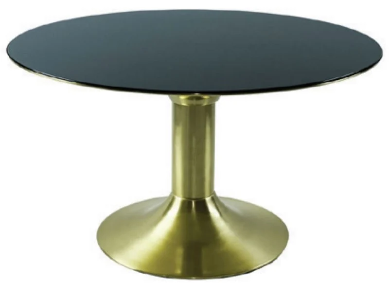 Casa Padrino Luxus Couchtisch Gold / Schwarz Ø 74 x H. 52 cm - Runder Metall Wohnzimmertisch mit Glasplatte - Wohnzimmer Möbel - Hotel Möbel - Luxus Möbel - Luxus Einrichtung