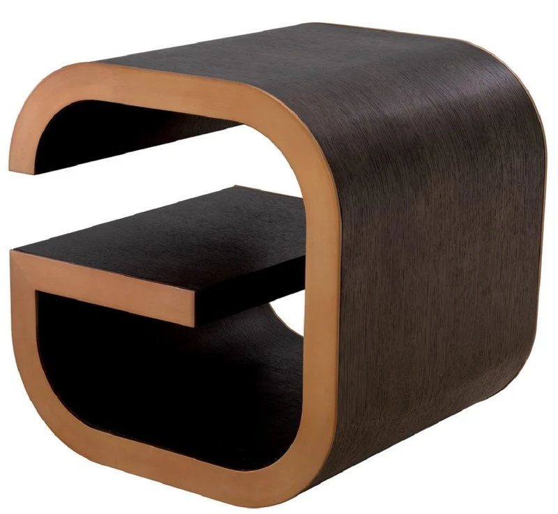 Casa Padrino Luxus Beistelltisch Mokka / Messing 46 x 46 x H. 50,5 cm - Designer Wohnzimmer Tisch - Wohnzimmer Möbel - Luxus Möbel - Designer Möbel - Luxus Einrichtung - Designer Einrichtung