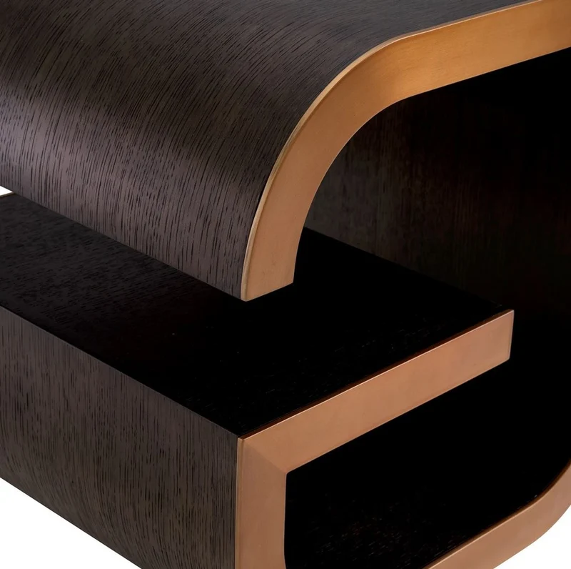 Casa Padrino Luxus Beistelltisch Mokka / Messing 46 x 46 x H. 50,5 cm - Designer Wohnzimmer Tisch - Wohnzimmer Möbel - Luxus Möbel - Designer Möbel - Luxus Einrichtung - Designer Einrichtung