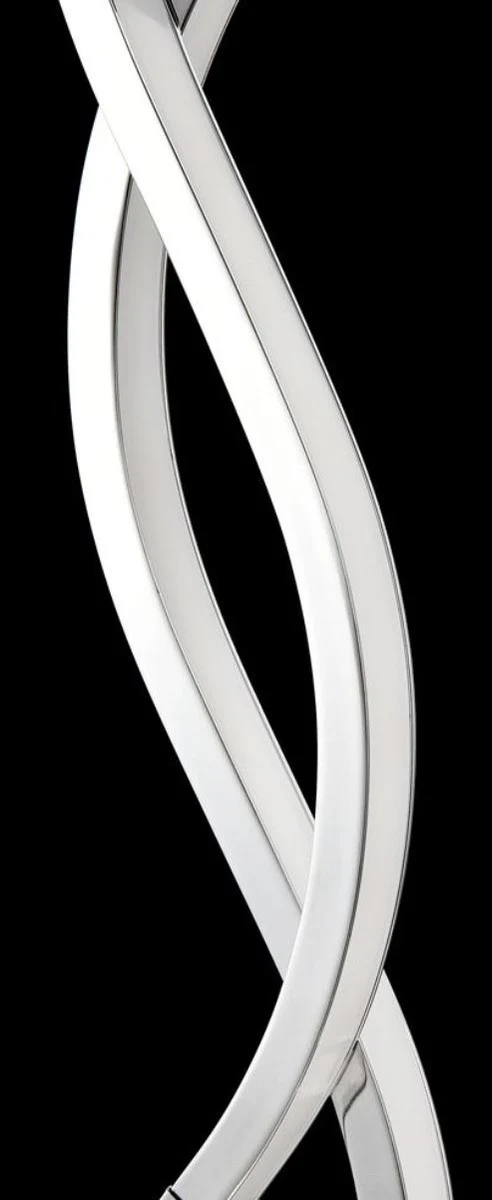 Casa Padrino Luxus LED Tischleuchte Silber Ø 15 x H. 50 cm - Designer Tischlampe