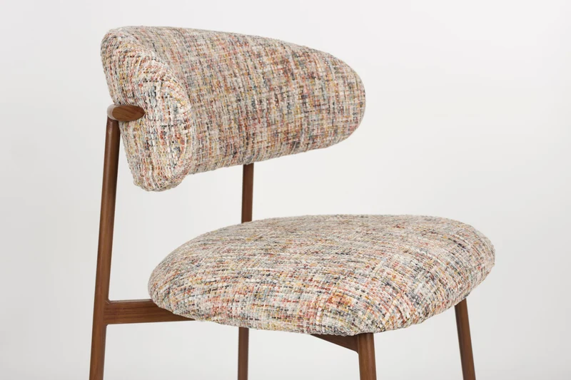 Barhocker Claes im 2er-Set, Beige mit meliertem Bezug, Metallgestell