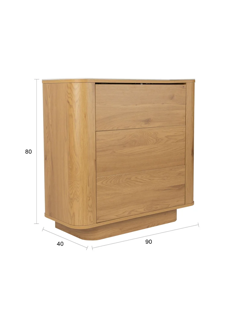 Schrank Almira Oak mit 3 Schubladen aus Holz in Eiche-Optik